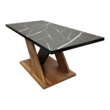 Tavolinë kafeje Solange pakoworld në SONOMA me pamje mermeri të zi 110x55x47.5cm