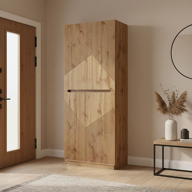Raft këpucësh-kabinet Kebell pakoworld në nuancë lisi 71x41.5x180.4cm