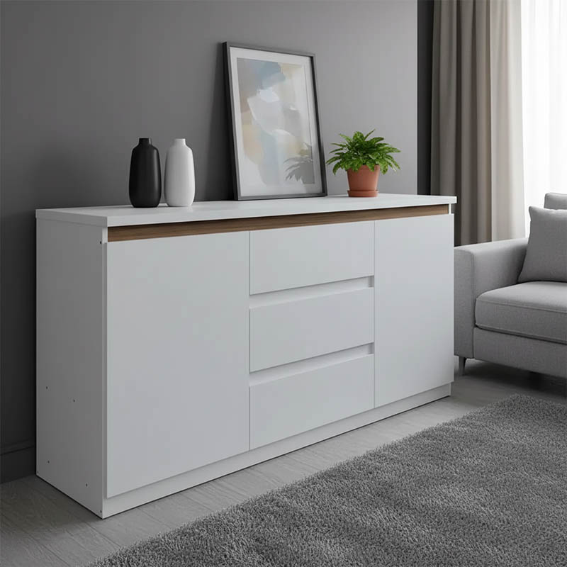 Komodinë Chiemo pakoworld në të bardhë 160x40x93.6cm