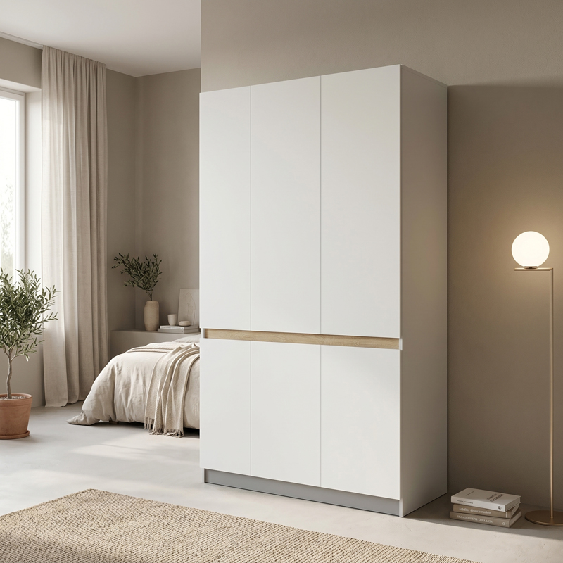 Dollap me tre dyer Merzia pakoworld sonoma-e bardhë 120x46.5x183cm