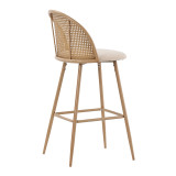 Stol bari Kace pakoworld pe rattan natyral-pëlhurë natyrale-metal natyral 43x55x102cm