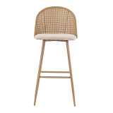 Stol bari Kace pakoworld pe rattan natyral-pëlhurë natyrale-metal natyral 43x55x102cm