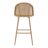 Stol bari Kace pakoworld pe rattan natyral-pëlhurë natyrale-metal natyral 43x55x102cm