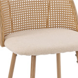 Stol bari Kace pakoworld pe rattan natyral-pëlhurë natyrale-metal natyral 43x55x102cm