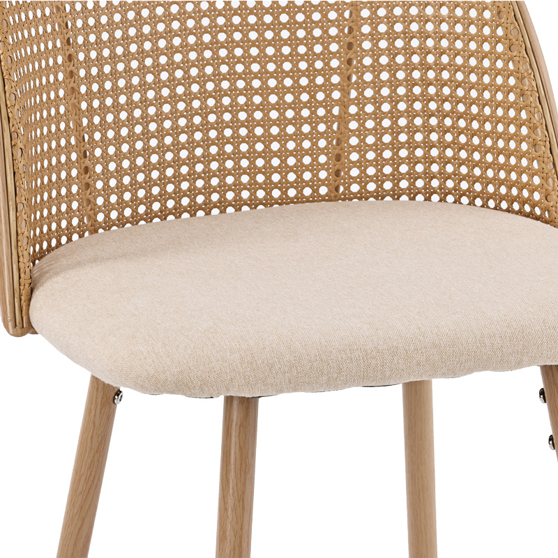 Stol bari Kace pakoworld pe rattan natyral-pëlhurë natyrale-metal natyral 43x55x102cm