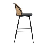 Stol bari Kace pakoworld pe rattan natyral-pu gri e errët-metal i zi 43x55x102cm