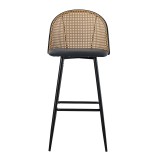 Stol bari Kace pakoworld pe rattan natyral-pu gri e errët-metal i zi 43x55x102cm