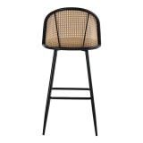Stol bari Kace pakoworld pe rattan natyral-pu gri e errët-metal i zi 43x55x102cm