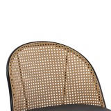 Stol bari Kace pakoworld pe rattan natyral-pu gri e errët-metal i zi 43x55x102cm