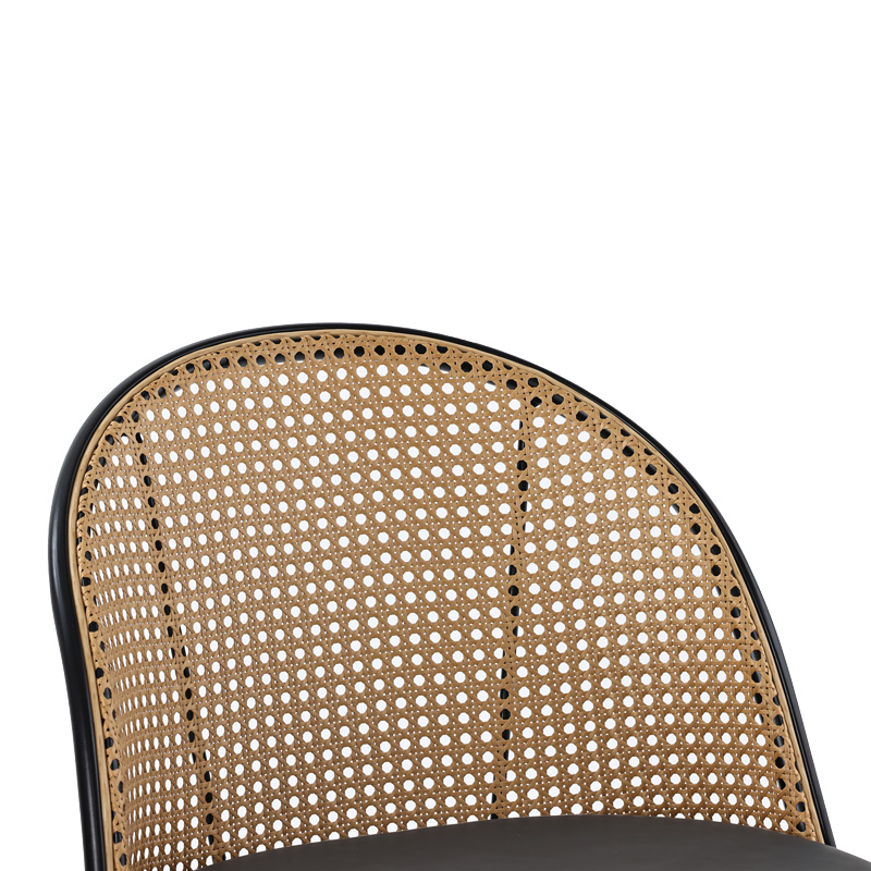 Stol bari Kace pakoworld pe rattan natyral-pu gri e errët-metal i zi 43x55x102cm