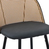 Stol bari Kace pakoworld pe rattan natyral-pu gri e errët-metal i zi 43x55x102cm