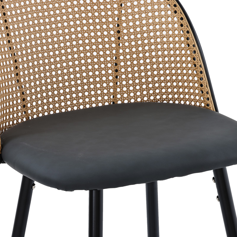 Stol bari Kace pakoworld pe rattan natyral-pu gri e errët-metal i zi 43x55x102cm