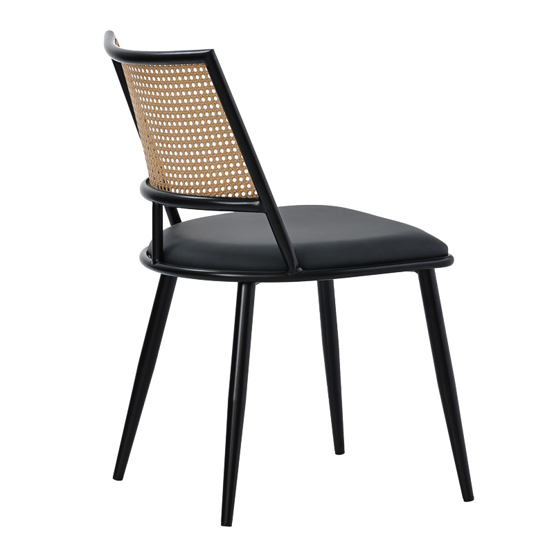 Karrige Giulia pakoworld pe rattan bezhë-pu e zezë gri-metal e zezë 49x52x80cm
