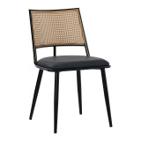 Karrige Giulia pakoworld pe rattan bezhë-pu e zezë gri-metal e zezë 49x52x80cm