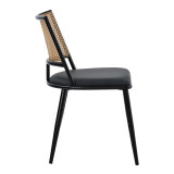 Karrige Giulia pakoworld pe rattan bezhë-pu e zezë gri-metal e zezë 49x52x80cm