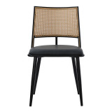 Karrige Giulia pakoworld pe rattan bezhë-pu e zezë gri-metal e zezë 49x52x80cm