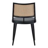 Karrige Giulia pakoworld pe rattan bezhë-pu e zezë gri-metal e zezë 49x52x80cm
