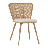 Karrige Daniele pakoworld pe rattan bezhë-pëlhurë bezhë-metal natyral 46.5x57.5x77.5cm