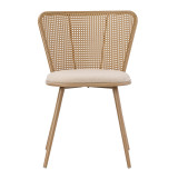 Karrige Daniele pakoworld pe rattan bezhë-pëlhurë bezhë-metal natyral 46.5x57.5x77.5cm