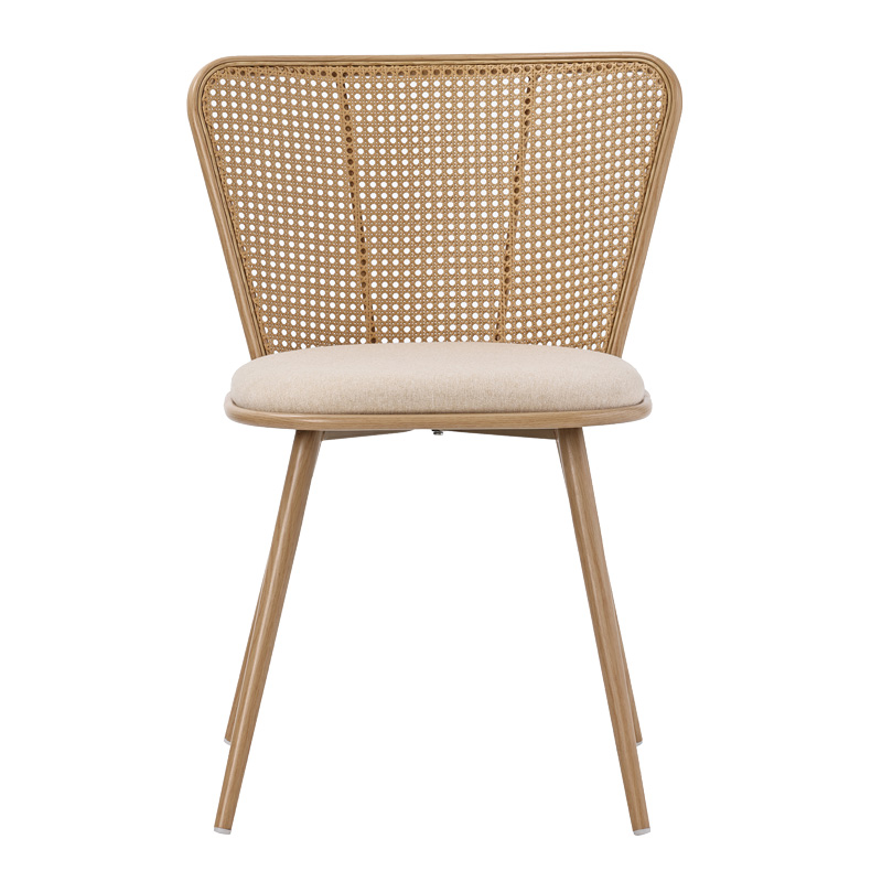 Karrige Daniele pakoworld pe rattan bezhë-pëlhurë bezhë-metal natyral 46.5x57.5x77.5cm