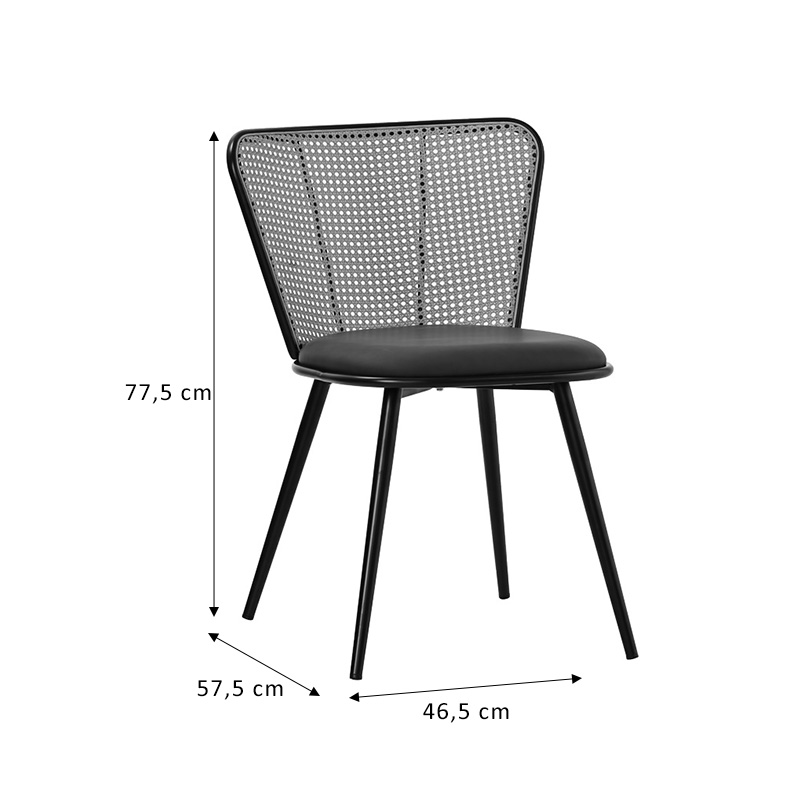 Karrige Daniele pakoworld pe rattan bezhë-pëlhurë bezhë-metal natyral 46.5x57.5x77.5cm