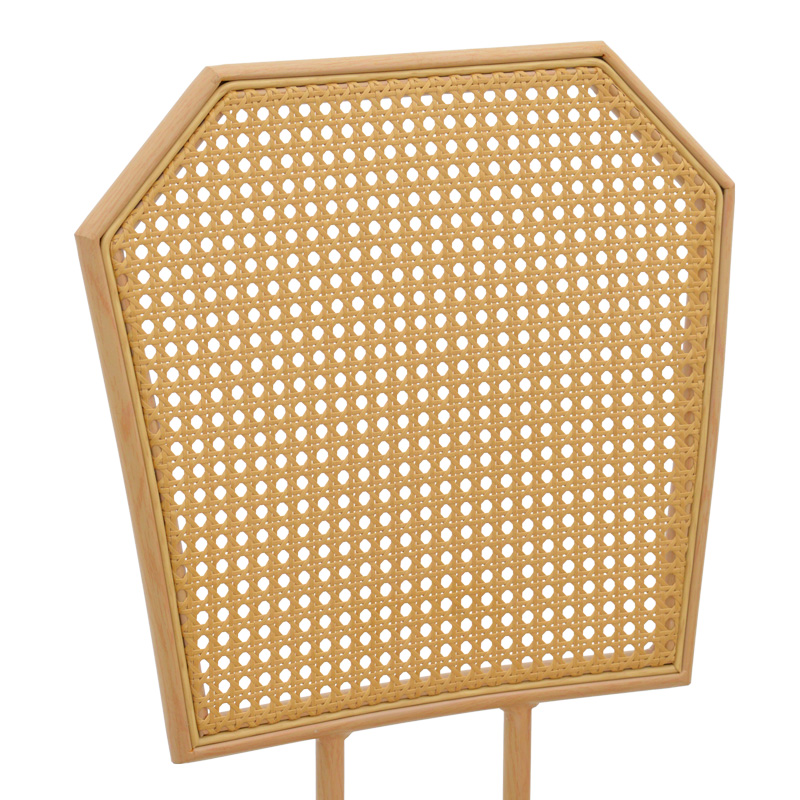 Stol bari Camilla I pakoworld, PE rattan natyral-pëlhurë natyrale-metal në ngjyrë natyrale 47.5x58x117cm