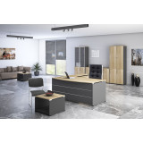 Tavolinë komerciale e kthyeshme Lotus pakoworld lis-gri e errët 180x160x75cm