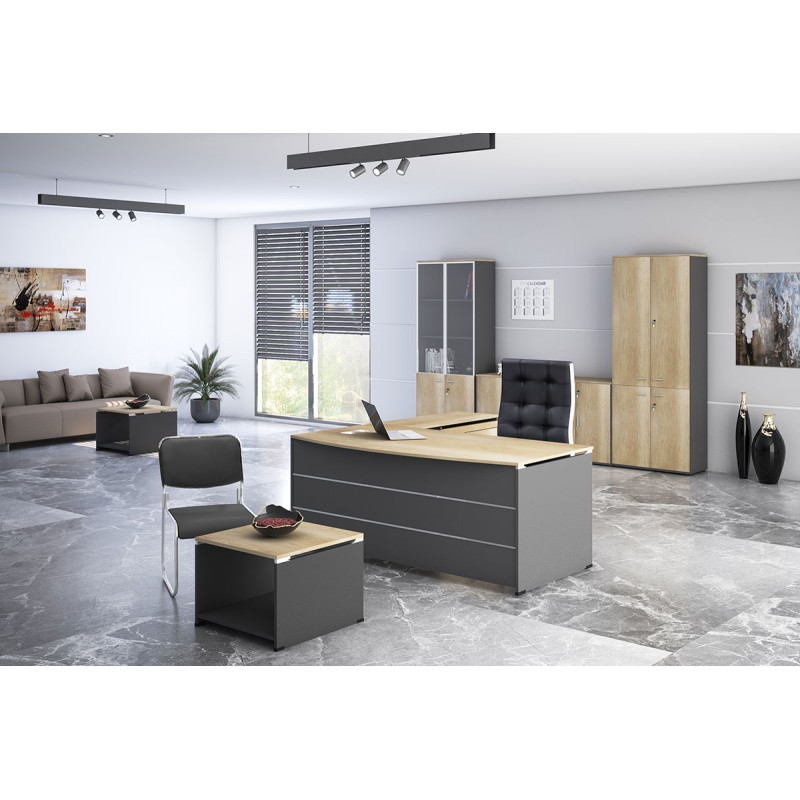 Tavolinë komerciale e kthyeshme Lotus pakoworld lis-gri e errët 180x160x75cm
