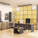 Tavolinë menaxheri Lotus pakoworld në lis-gri e errët 150x80x75cm