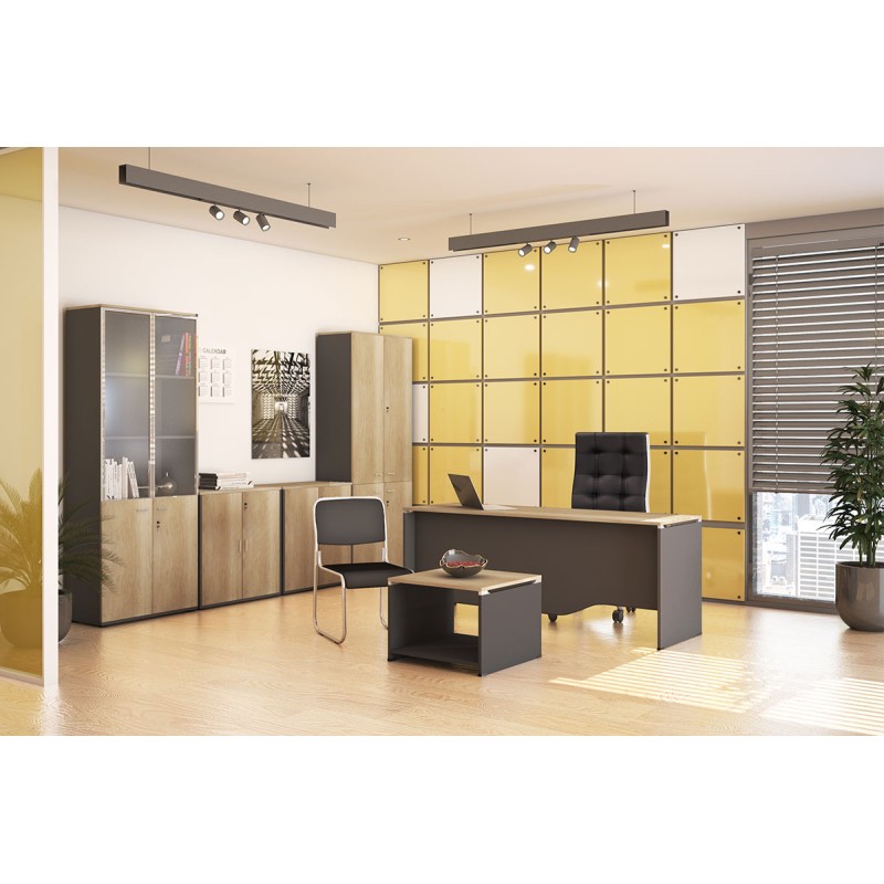 Tavolinë komerciale Lotus pakoworld në ngjyrë lisi-gri e errët 180x80x75cm