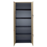 Bibliotekë me katër dyer druri Lotus pakoworld në ngjyrë lisi - gri e errët 80x40,5x200cm