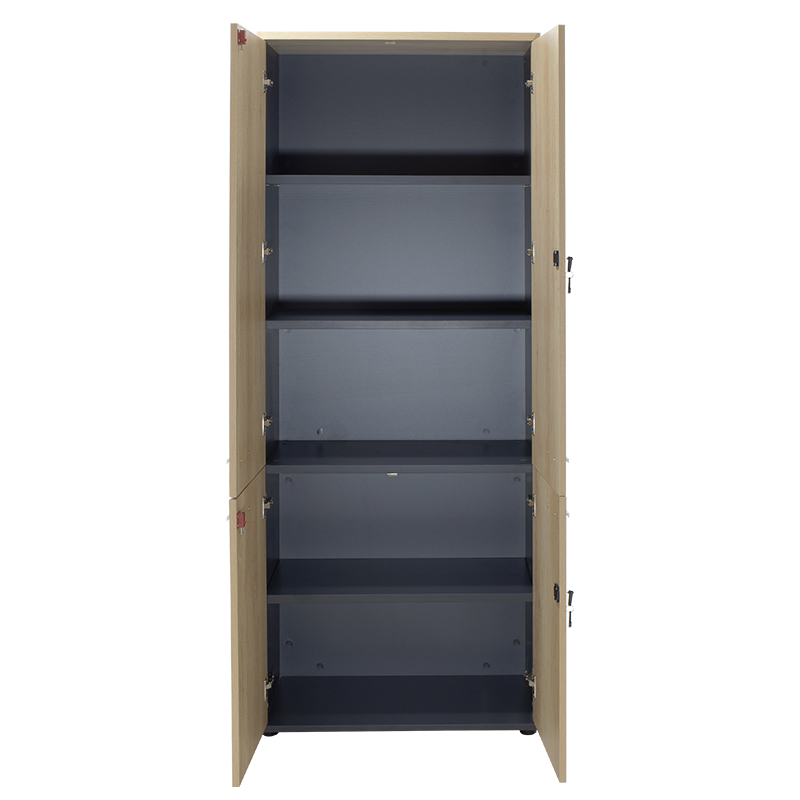 Bibliotekë me katër dyer druri Lotus pakoworld në ngjyrë lisi - gri e errët 80x40,5x200cm