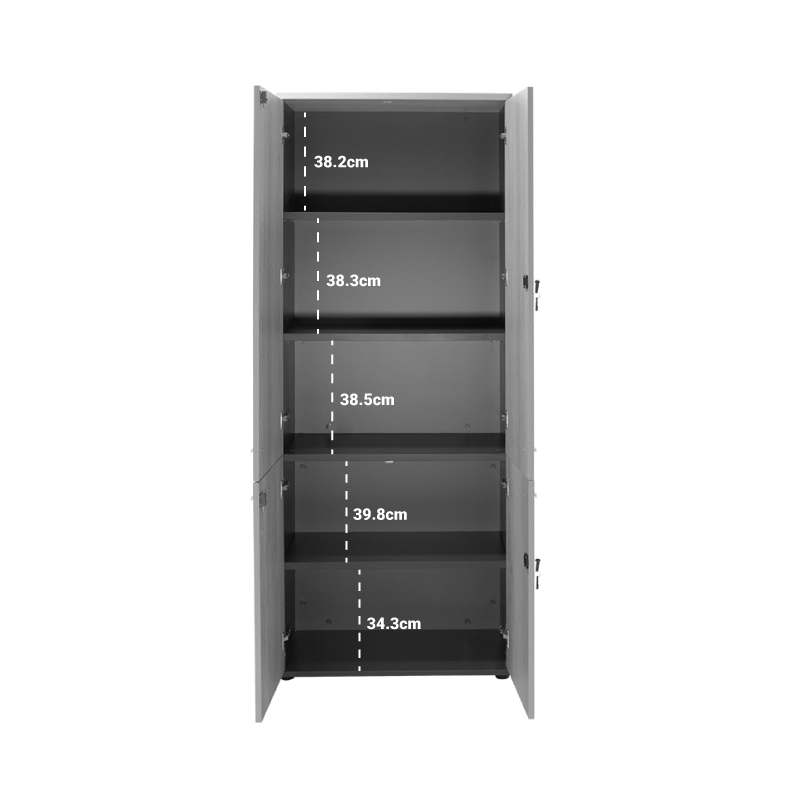 Bibliotekë me katër dyer druri Lotus pakoworld në ngjyrë lisi - gri e errët 80x40,5x200cm
