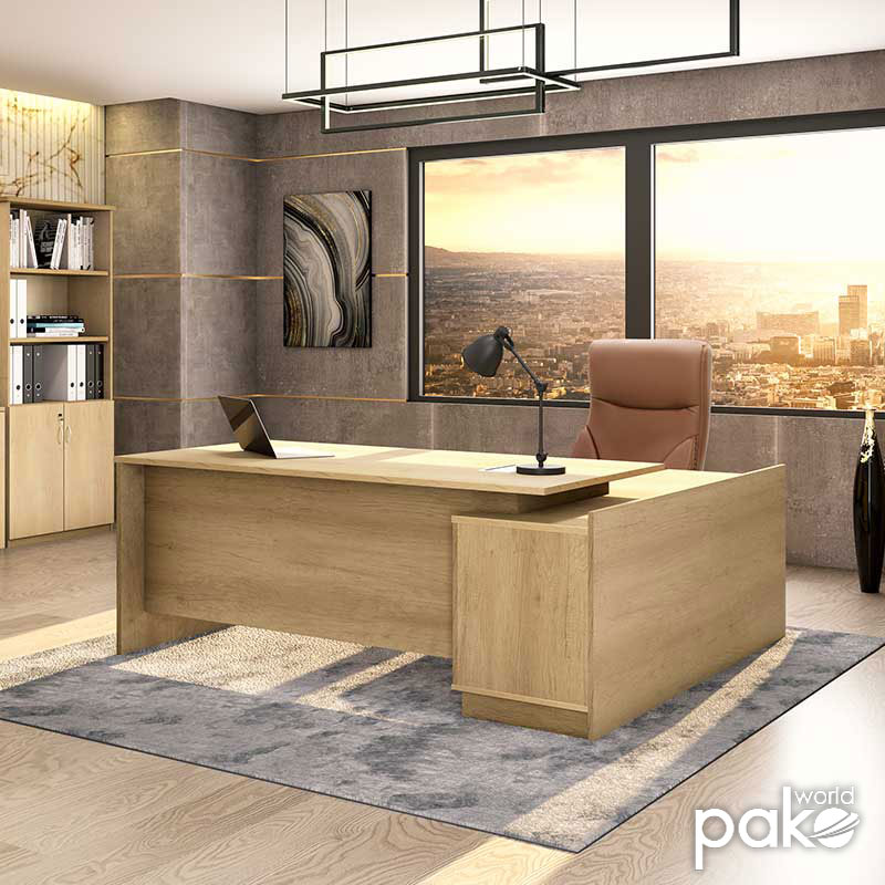 Tavolinë pune profesionale Amazon pakoworld kënd i majtë ngjyrë sonoma 180x160x76cm