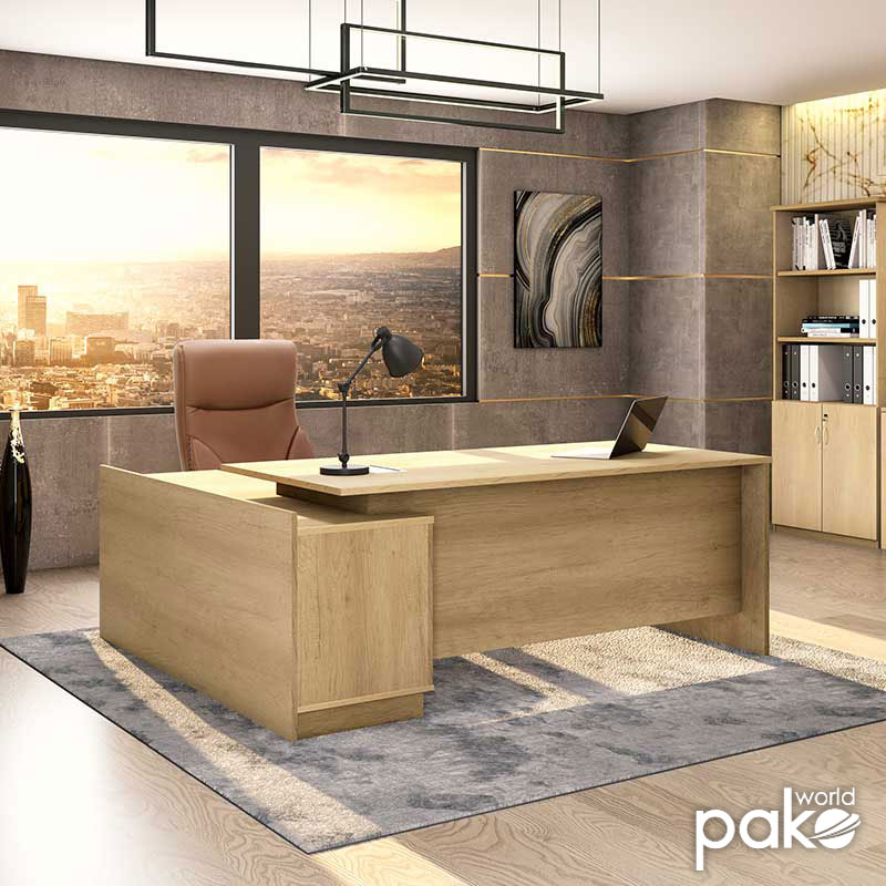 Tavolinë pune profesionale Amazon pakoworld me kënd të djathtë me ngjyrë SONOMA 180x160x76cm