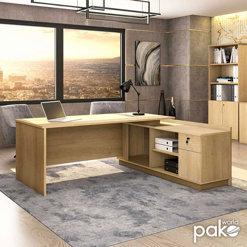 Tavolinë pune profesionale Amazon pakoworld me kënd të djathtë me ngjyrë SONOMA 180x160x76cm