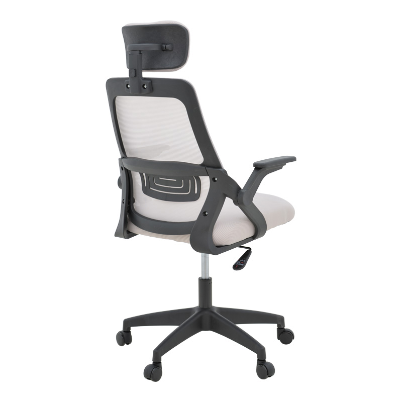 Karrige zyre Peja pakoworld rrjetë pëlhure gri-bezhë dhe kornizë e zezë 58x60x107-117cm