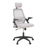 Karrige zyre Peja pakoworld rrjetë pëlhure gri-bezhë dhe kornizë e zezë 58x60x107-117cm