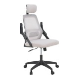 Karrige zyre Peja pakoworld rrjetë pëlhure gri-bezhë dhe kornizë e zezë 58x60x107-117cm