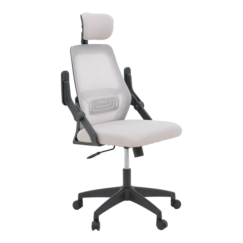 Karrige zyre Peja pakoworld rrjetë pëlhure gri-bezhë dhe kornizë e zezë 58x60x107-117cm