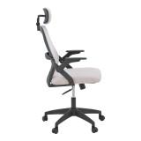 Karrige zyre Peja pakoworld rrjetë pëlhure gri-bezhë dhe kornizë e zezë 58x60x107-117cm