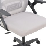 Karrige zyre Peja pakoworld rrjetë pëlhure gri-bezhë dhe kornizë e zezë 58x60x107-117cm