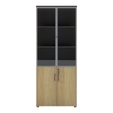 Bibliotekë profesionale Lotus pakoworld me dyer xhami në ngjyrë natyrale-antracit 80x40x200cm