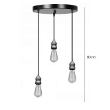 Ndriçues tavani me 3 drita Sopio pakoworld E27 metal i zi D30x85cm
