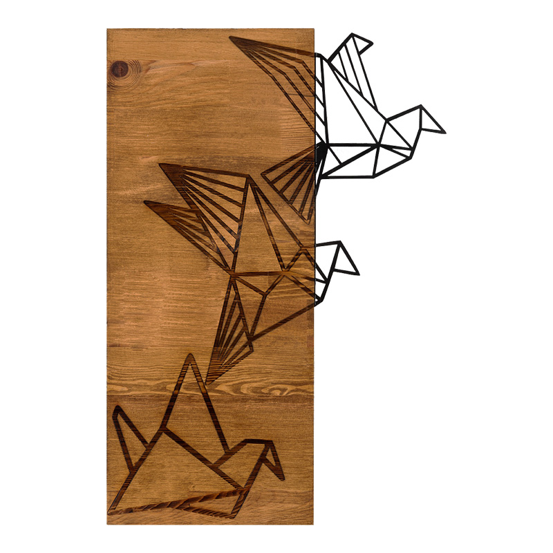 Dekor muri Perdon pakoworld dru pishe në ngjyrë natyrale dhe metal i zi 30x3x60cm