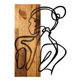 Dekor muri Womanel pakoworld dru pishe në ngjyrë natyrale dhe metal i zi 35x3x50cm