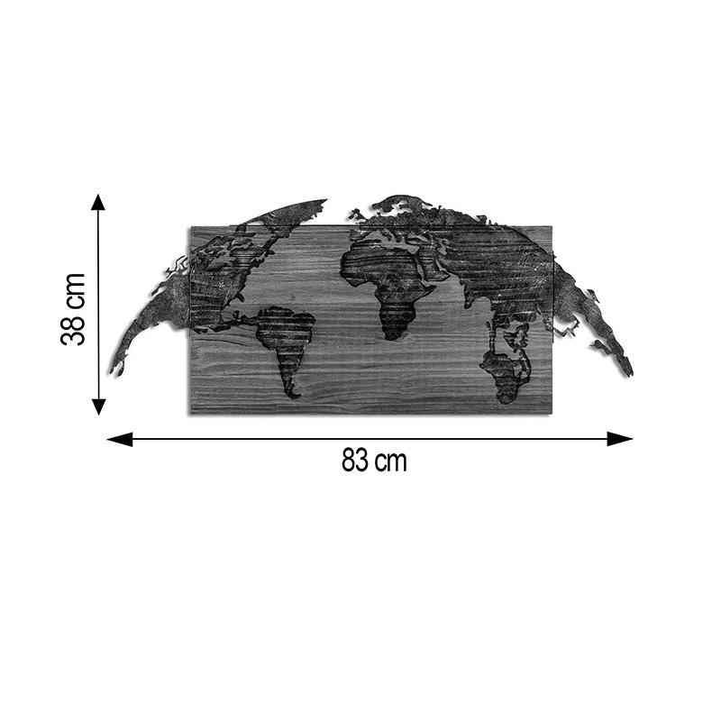 Dekor muri Mable pakoworld dru pishe në ngjyrë natyrale dhe metal i zi 83x3x38cm