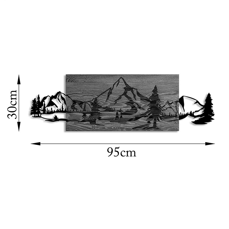 Dekor muri Nereve pakoworld dru pishe në ngjyrë natyrale dhe metal i zi 95x3x30cm