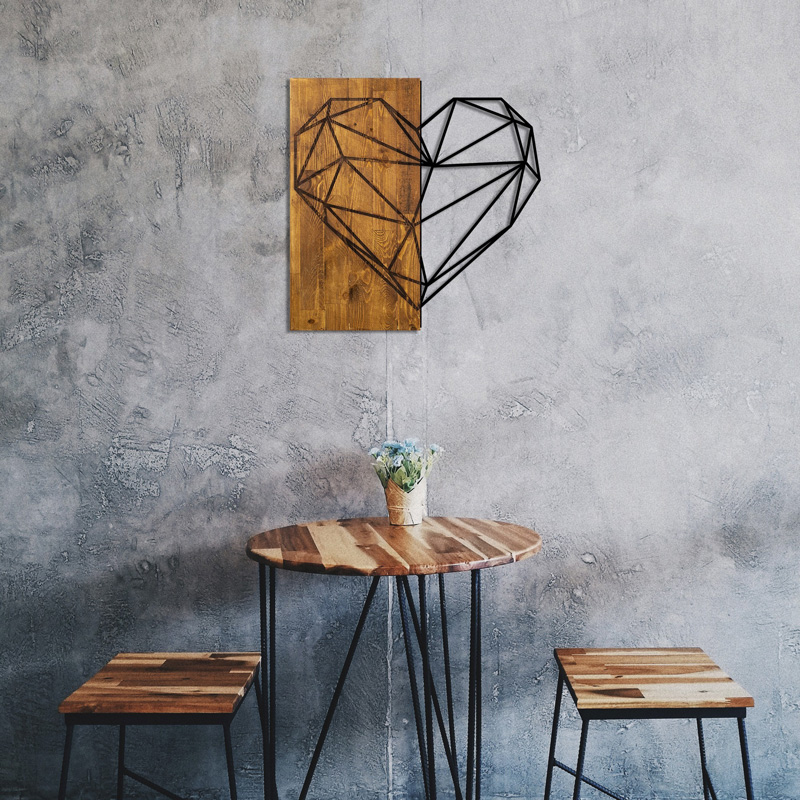 Dekor muri Helie pakoworld dru pishe në ngjyrë natyrale dhe metal i zi 58x3x58cm