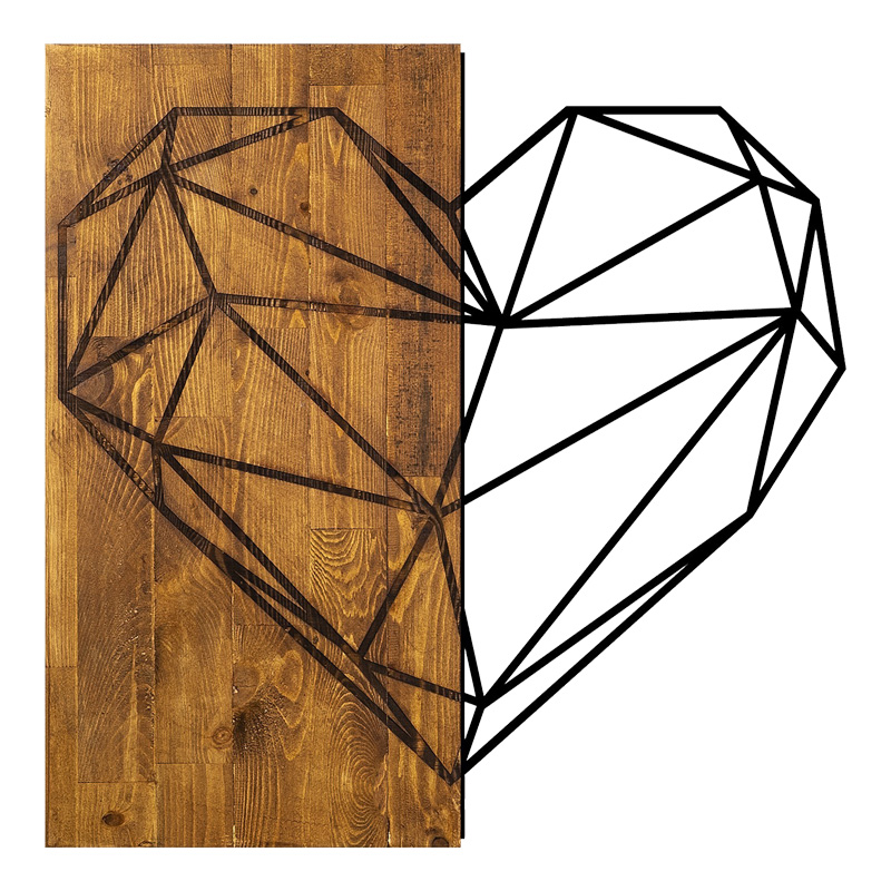Dekor muri Helie pakoworld dru pishe në ngjyrë natyrale dhe metal i zi 58x3x58cm